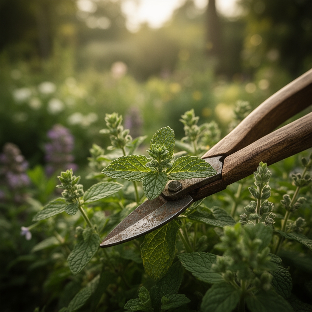 Steps for deadheading herb flowers to promote leaves