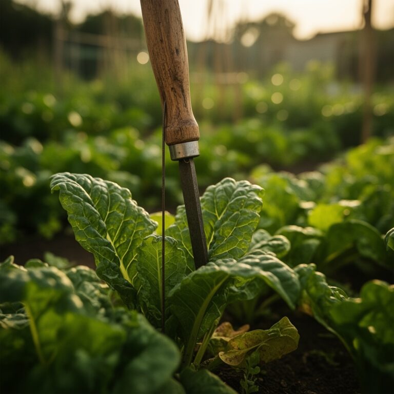 Using a garden plumb line for straight vegetable rows