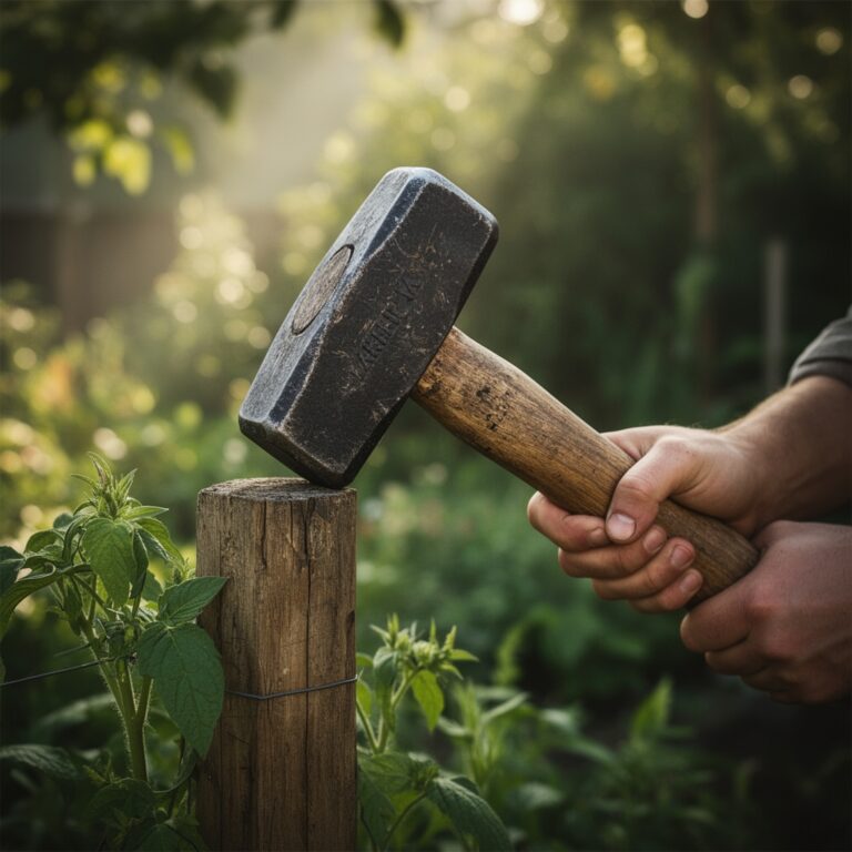Using a sledgehammer for driving fence posts
